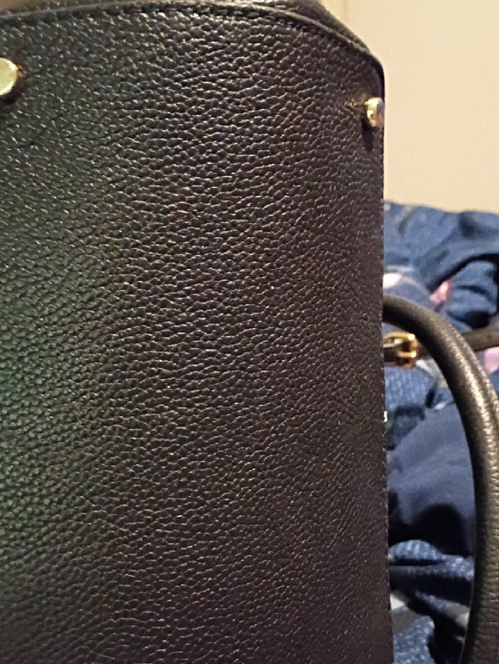 kate spade Black Pebbled Leather Tote with Cream Trim - Picture 2 of 9